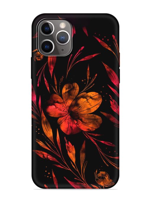 Red Flower Painting Embossed Soft Silicone Case for Apple Iphone 11 Pro Max Edge Zapvi