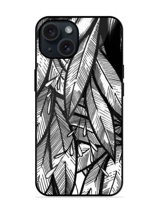 Black And White Tree Leave Glossy Metal TPU Case Edge Zapvi