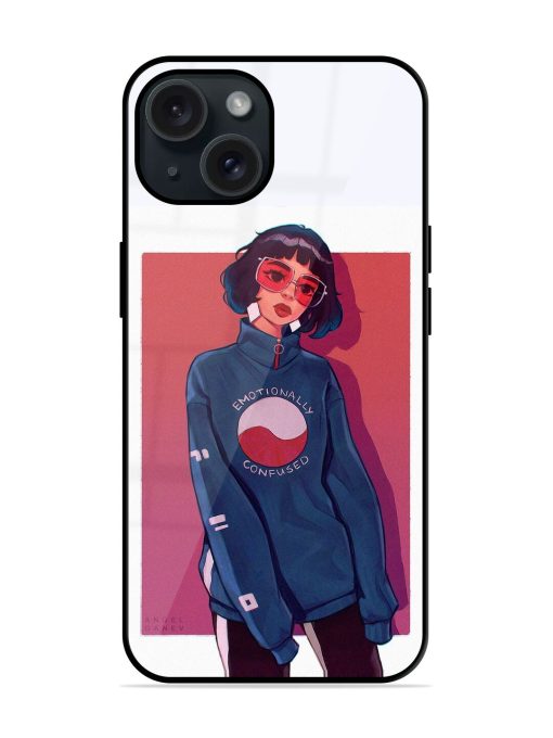 Girl With Glasses Design Glossy Metal TPU Case Edge Zapvi