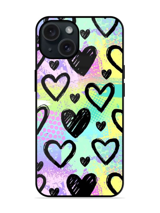 Bright Pattern Hearts Glossy Metal TPU Case Edge Zapvi