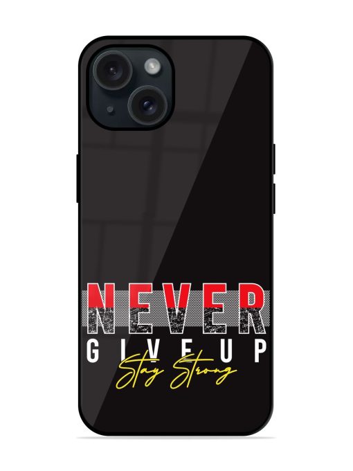 Never Give Typography Glossy Metal TPU Case Edge Zapvi