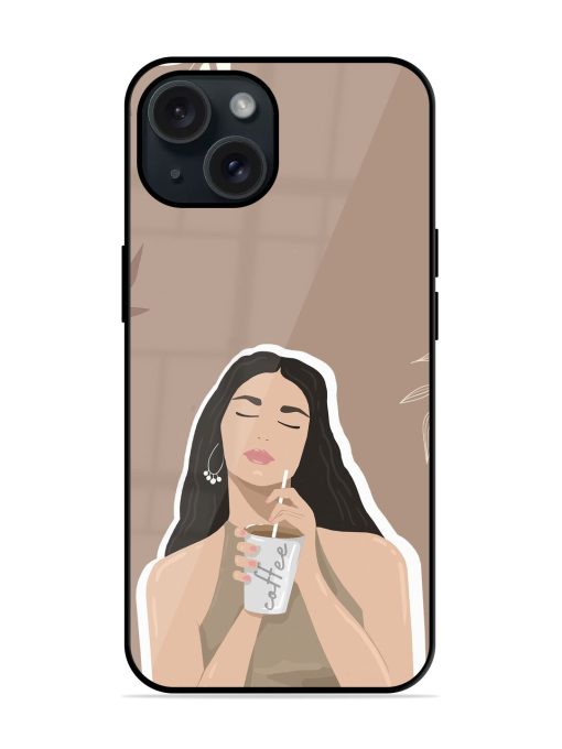 Girl With Coffee Glossy Metal TPU Case Edge Zapvi