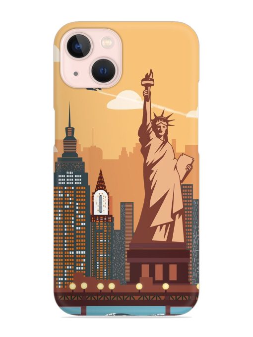 New York Statue Of Liberty Architectural Scenery Snap Case for Apple Iphone 14 Edge Zapvi