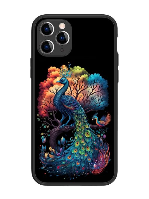 Peacock Tree Art Glossy Metal Phone Cover for Apple Iphone 11 Pro Edge Zapvi