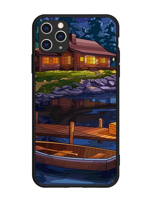 Village Night Scene Glossy Metal Phone Cover for Apple Iphone 11 Pro Max Edge Zapvi