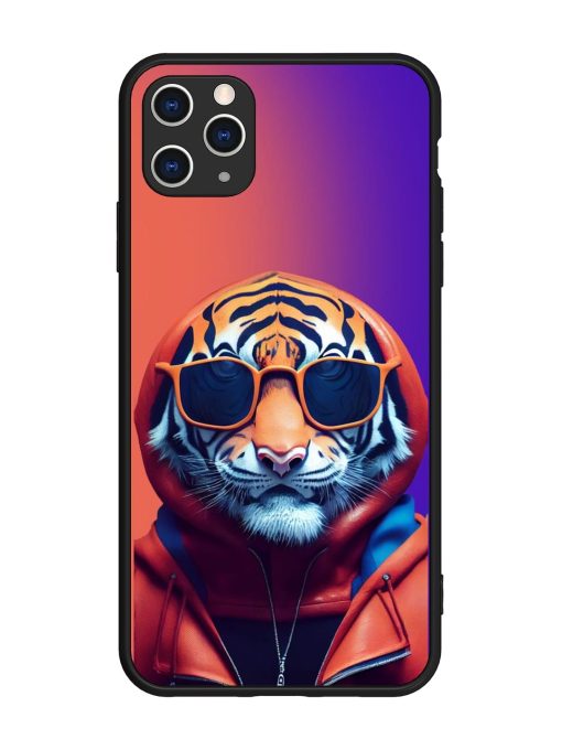 Tiger Animation Glossy Metal Phone Cover for Apple Iphone 11 Pro Max Edge Zapvi