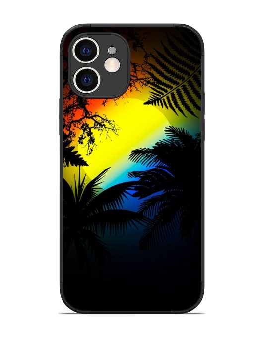 Colorful Sunset With Palm Trees Glossy Metal Phone Cover for Apple Iphone 12 Edge Zapvi