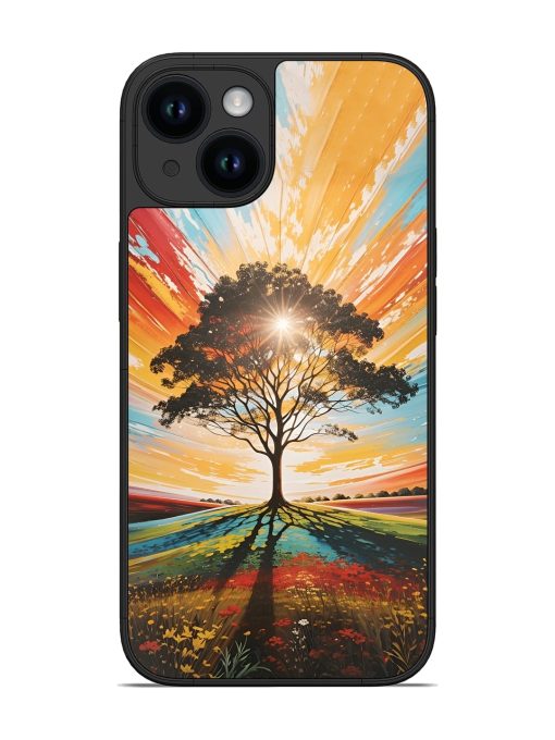 Abstract Tree Colorful Art Glossy Metal Phone Cover for Apple Iphone 14 Edge Zapvi