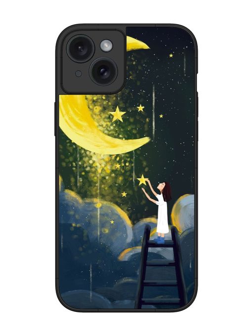 Moonlight Healing Night Illustration Glossy Metal TPU Phone Cover for Apple Iphone 15 Plus Edge Zapvi