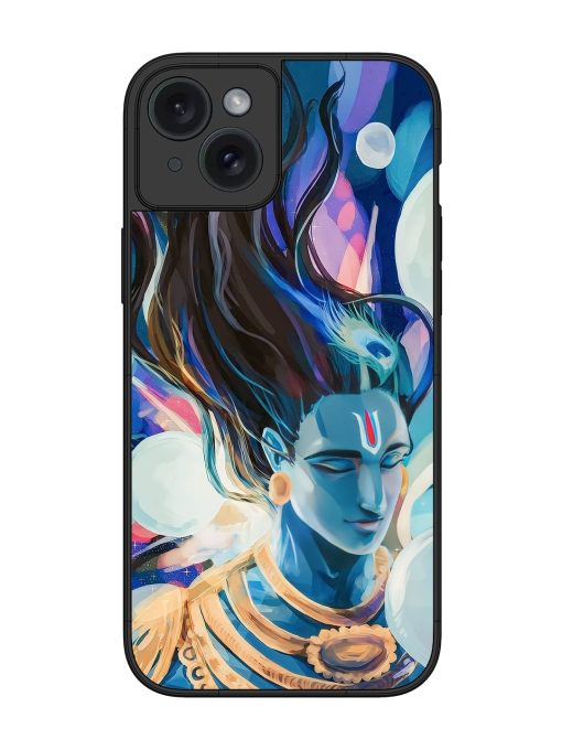 Bhagwan Sri Krishna Glossy Metal Phone Cover for Apple Iphone 15 Plus Edge Zapvi