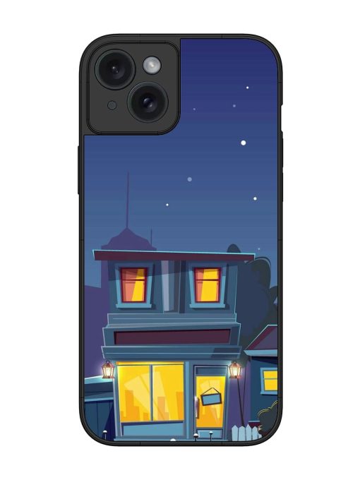 Vector Night House Glossy Metal Phone Cover for Apple Iphone 15 Plus Edge Zapvi